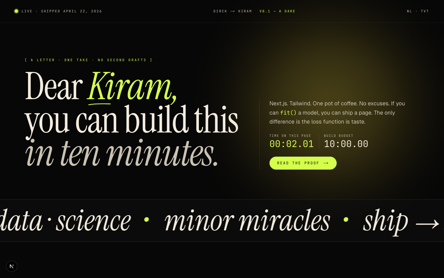 The Hiram project hero section